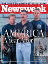 Click on the September 2002 Newsweek cover featuring three firefighters who raised the flag for a larger image.
