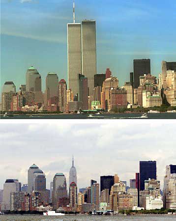 New York City Skyline Before & After the Sept. 11
