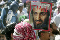 Osama bin Laden on the front cover of Time Magazine.