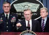 Click for a larger image. Defense Secretary Donald Rumsfeld at the Pentagon.