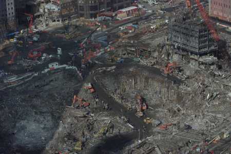 Aerial photograph of Ground Zero on December 19, 2001.