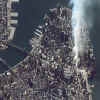 NYC from Space Image  SpaceImaging.com. In the aftermath of the September 11, 2001 terrorist attacks on the World Trade Center in New York City, satellites photograph the smoke from the World Trade Center area in New York City from the 09-11-2001 terrorist attack.