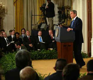 U.S. President George W. Bush in the East Room of the White House on March 6th, 2003.