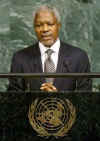 Click on the photos and pictures of President George W. Bush and Kofi Annan at the United Nations for a larger image.