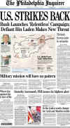 Click on the newspaper headline images of October 7-8, 2001 for a larger image.